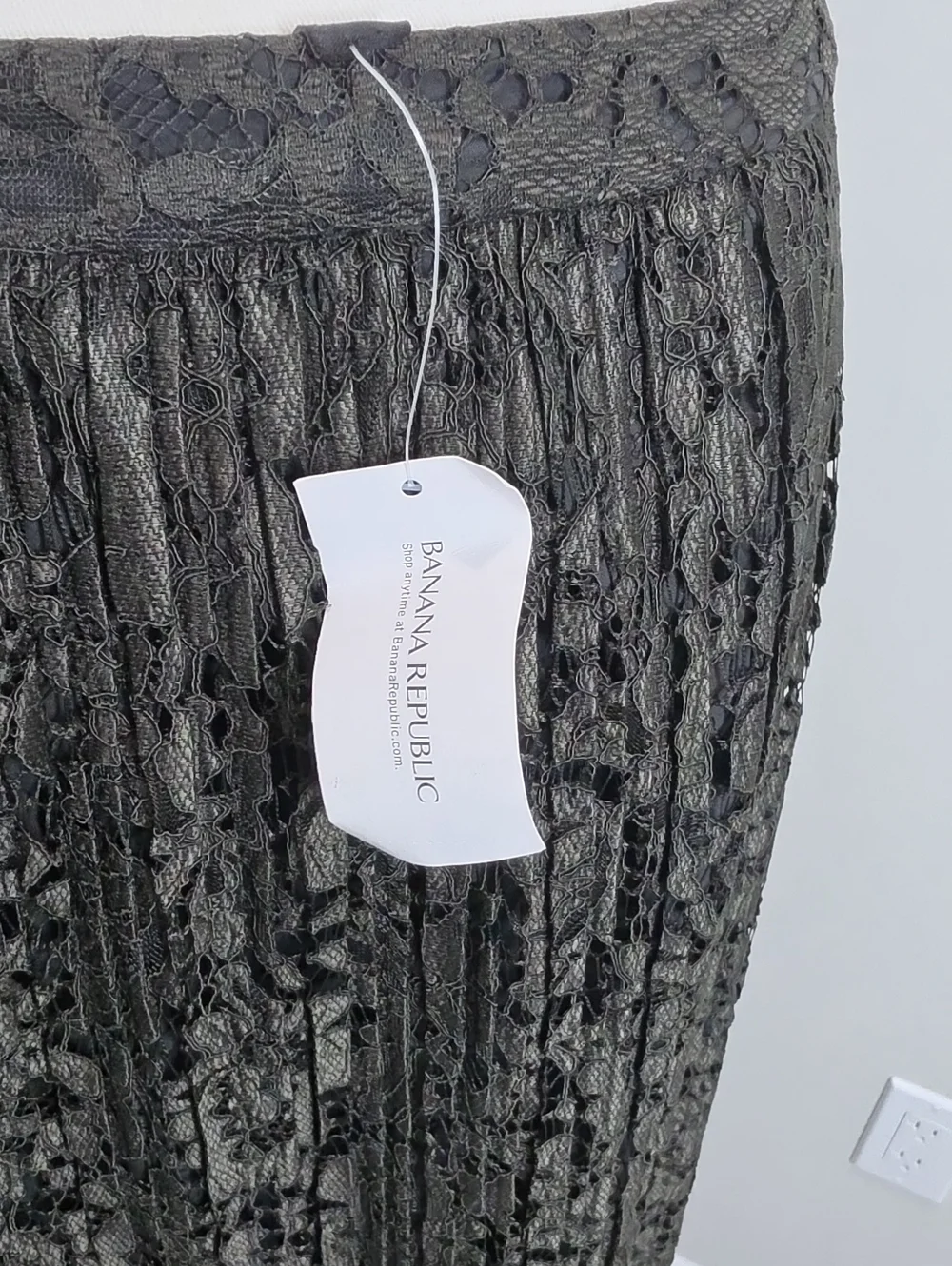 Banana Republic Lace Maxi Skirt 2 Tall Metallic Black